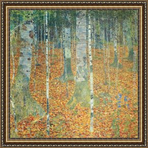 Abbey in an Oak Forest Framed Paintings - Birch Forest by Gustav Klimt