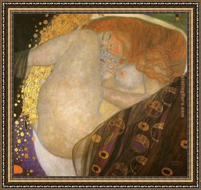 Gustav Klimt Framed Paintings - Danae by Gustav Klimt