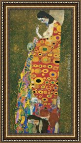 Emilie, Die Schwester Menzels Framed Paintings - Die Hoffnung II by Gustav Klimt