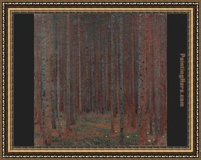 Abbey in an Oak Forest Framed Paintings - Fir Forest by Gustav Klimt