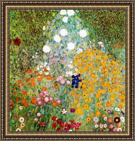 Garden Framed Paintings - Flower Garden by Gustav Klimt