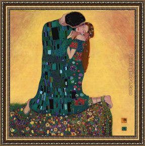 Farewell Kiss Framed Paintings - Kiss II by Gustav Klimt