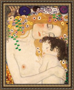 An Algerian Mother And Child Framed Paintings - Mother and Child detail from The Three Ages of Woman by Gustav Klimt