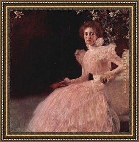 Disembarkation of The Spanish at Vera Cruz (with Portrait of Cortez As a Hunchback) Framed Paintings - Portrait of Sonja Knips by Gustav Klimt