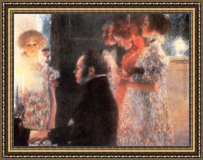 Girl at Piano Framed Paintings - Schubert at the Piano by Gustav Klimt
