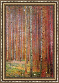 Gustav Klimt Framed Paintings - Tannenwald by Gustav Klimt