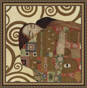 Color Study of Squares Framed Paintings - The Embrace (detail_ square) by Gustav Klimt