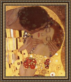 Farewell Kiss Framed Paintings - The Kiss (detail) by Gustav Klimt