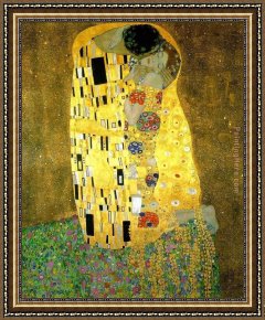 Farewell Kiss Framed Paintings - The Kiss (Le Baiser _ Il Baccio) by Gustav Klimt