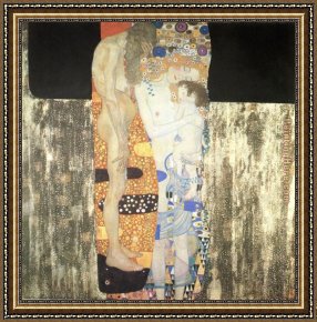 Lovers Man And Woman Framed Paintings - The Three Ages of Woman by Gustav Klimt