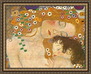 An Algerian Mother And Child Framed Paintings - Three Ages of Woman - Mother and Child (Detail) by Gustav Klimt