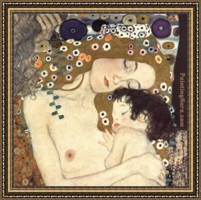 An Algerian Mother And Child Framed Paintings - Three Ages of Woman - Mother and Child (detail II) by Gustav Klimt