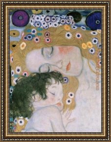 An Algerian Mother And Child Framed Paintings - Three Ages of Woman - Mother and Child (detail III) by Gustav Klimt