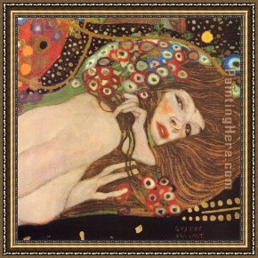 A Water Mill [detail #1] Framed Paintings - Water Serpents II by Gustav Klimt