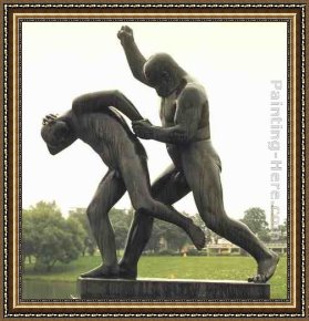 The Fathers Return Framed Paintings - Father Punishing Son by Gustav Vigeland