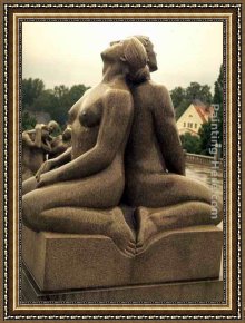 Lovers Man And Woman Framed Paintings - Man and Woman by Gustav Vigeland