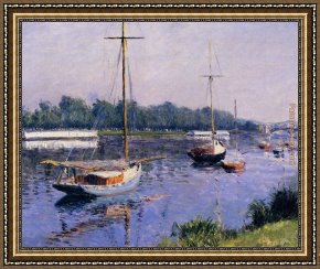 Argenteuil Framed Paintings - The Basin at Argenteuil by Gustave Caillebotte