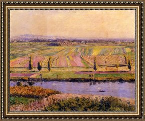 Argenteuil Framed Paintings - The Gennevilliers Plain Seen from the Slopes of Argenteuil by Gustave Caillebotte