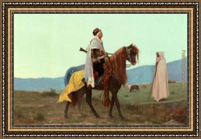 Arabs Crossing The Desert Framed Paintings - An Arab Horseman by Gustave Clarence Rodolphe Boulanger
