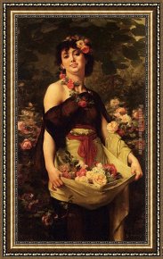 Waterhouse Gather Flower Girls Framed Paintings - The Flower Girl by Gustave Clarence Rodolphe Boulanger