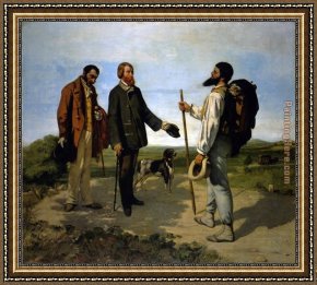Courbet Framed Paintings - Bonjour_ Monsieur Courbet by Gustave Courbet