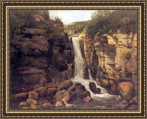 Western Landscape Framed Paintings - Landscape with Stag by Gustave Courbet
