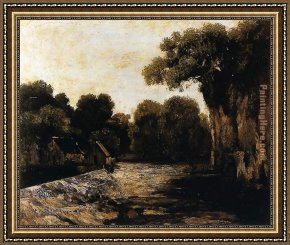 The Lock Framed Paintings - Locks on the Loue by Gustave Courbet