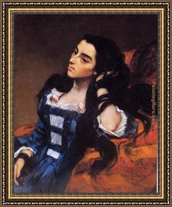 Disembarkation of The Spanish at Vera Cruz (with Portrait of Cortez As a Hunchback) Framed Paintings - Portrait of a Spanish Lady by Gustave Courbet