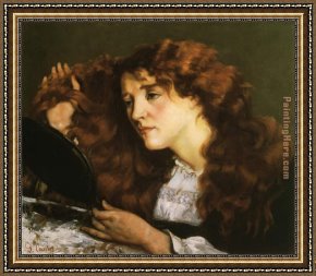 Portrait of a Woman Framed Paintings - Portrait of Jo the Beautiful Irish Woman by Gustave Courbet