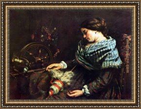 Courbet Framed Paintings - Sleeping woman by Gustave Courbet