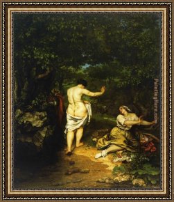 Courbet Framed Paintings - The Bathers by Gustave Courbet