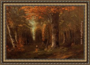 Forest in Autumn Framed Paintings - The Forest in Autumn by Gustave Courbet
