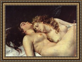 Gustave Framed Paintings - The Sleepers detail by Gustave Courbet