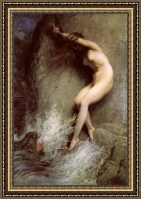 Perseus Frees Andromeda Framed Paintings - Andromeda by Gustave Dore