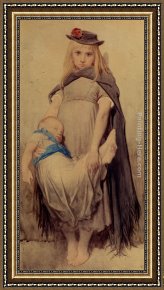 Jeune Bergere Debout Framed Paintings - Jeune Mendiante by Gustave Dore