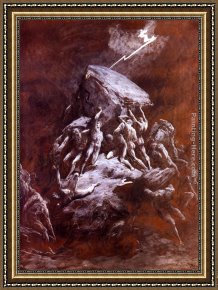 El Vendador De Alcatraces (the Vendor of Alcatraces) Framed Paintings - La Chute Des Titans by Gustave Dore