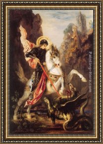 Saint George And The Dragon Framed Paintings - Saint George by Gustave Moreau
