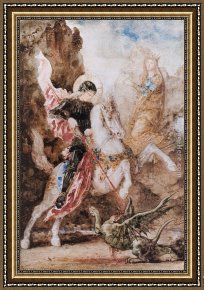 Saint George And The Dragon Framed Paintings - Saint Georges by Gustave Moreau