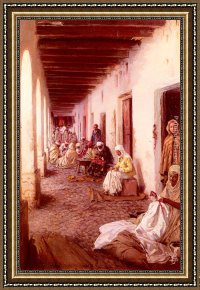 Gustavo Framed Paintings - A Street In Biskra, Algeria by Gustavo Simoni