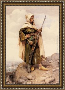 Gustavo Framed Paintings - An Arab Soldier by Gustavo Simoni