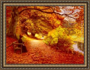 Han-wu Framed Paintings - A Wooded Path In Autumn by Hans Anderson Brendekilde