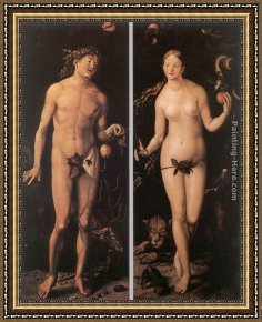 Adam Elsheimer Framed Paintings - Adam and Eve by Hans Baldung