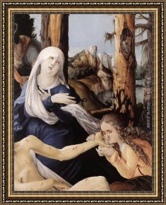 The Lamentation Over The Dead Christ Framed Paintings - The Lamentation of Christ (detail) by Hans Baldung