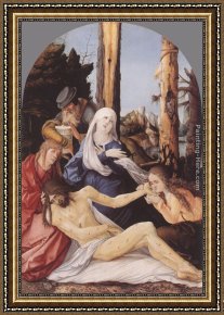 The Lamentation Over The Dead Christ Framed Paintings - The Lamentation of Christ by Hans Baldung