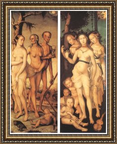 Han-wu Framed Paintings - Three Ages of Man and Three Graces by Hans Baldung