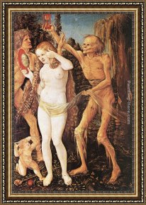 The Death of Demosthenes Framed Paintings - Three Ages of the Woman and the Death by Hans Baldung