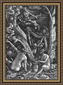 The Witches' Sabbath Framed Paintings - Witches Sabbath by Hans Baldung