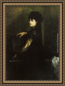 Hans Makart Framed Paintings - Amalie Makart am Klavier by Hans Makart