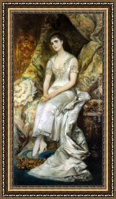 Hans Makart Framed Paintings - An Elegant Lady by Hans Makart