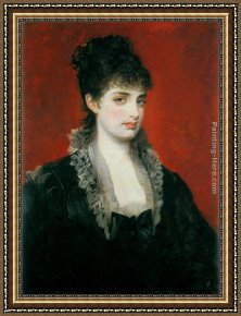 Hans Makart Framed Paintings - Anna von Waldberg by Hans Makart